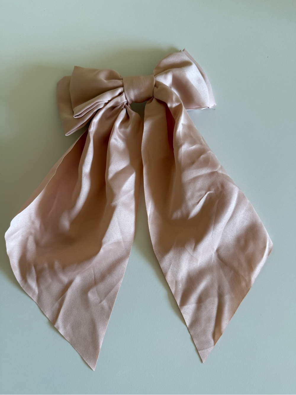 Elegant Satin Bow Hair Scarf - Blush Pink
